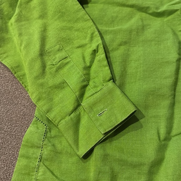 David N Petites Linen Blend Green Button Front Shirt Size Small (TD) - Picture 2 of 5
